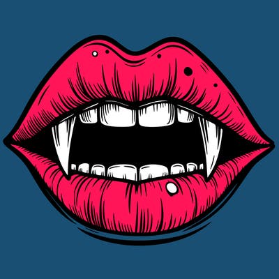 lips with vampire teeth