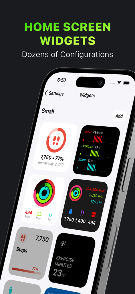 Activity Tracker・FitnessView - A selection of customizable fitness and health tracking widgets for the iPhone home screen