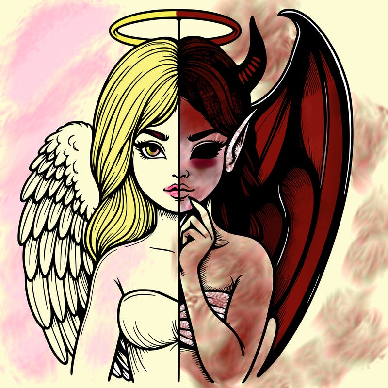 realistic angel half demon