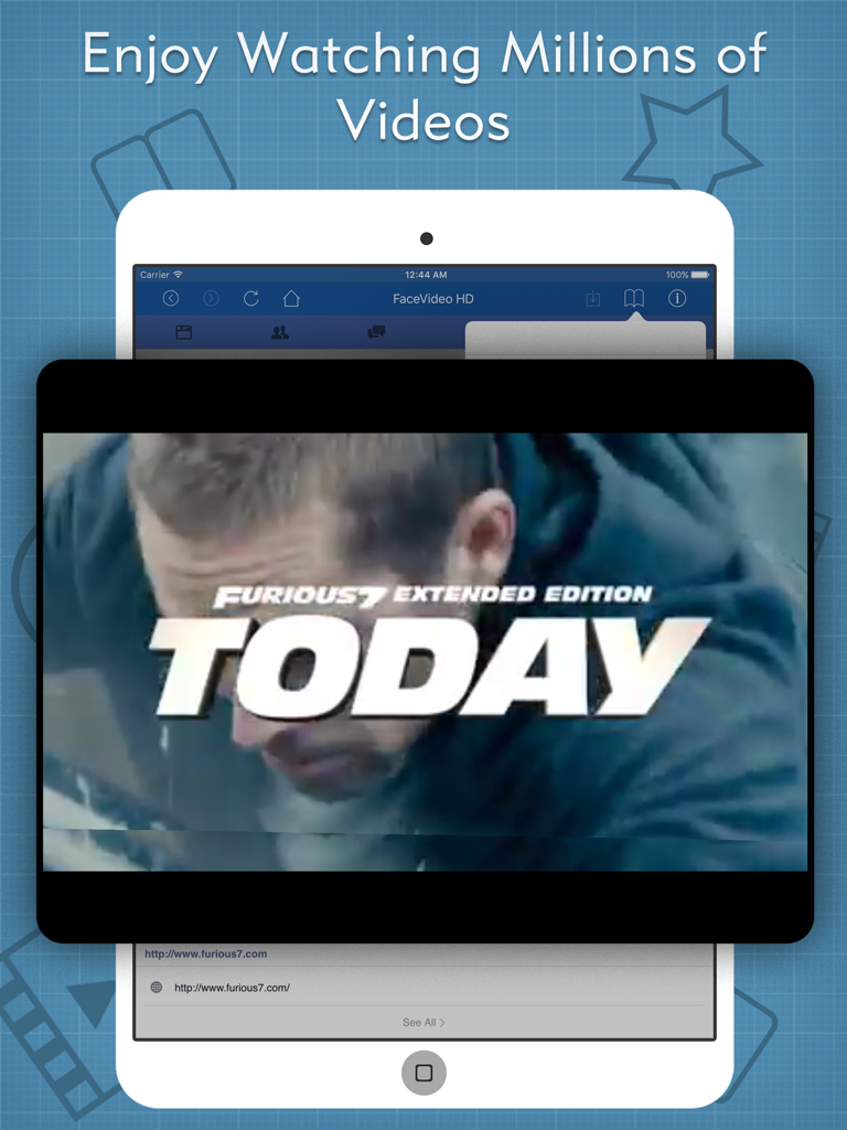 Video Browser, Player, Streamer and Bookmarker ~ BVideo HD - Watching a movie trailer on an iPad using the BVideo HD app