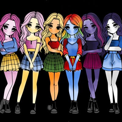 a group of girls realistic