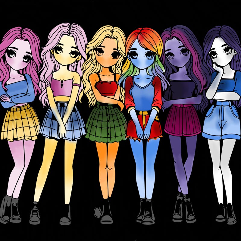 a group of girls realistic