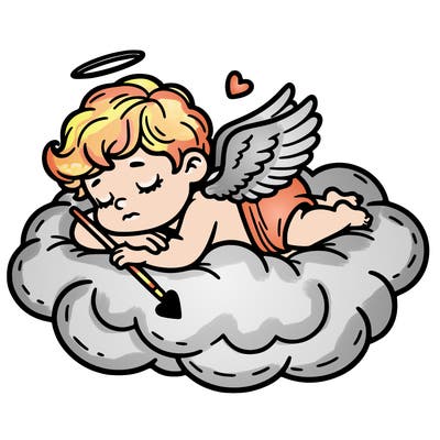 cupid asleep on a cloud
