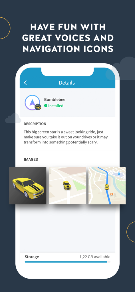 GPS Brasil: Offline navigation - Ícone de carro personalizável do Bumblebee e voz para navegação GPS offline