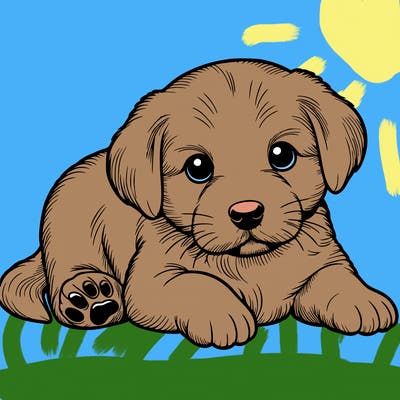 a cute realistic puppy