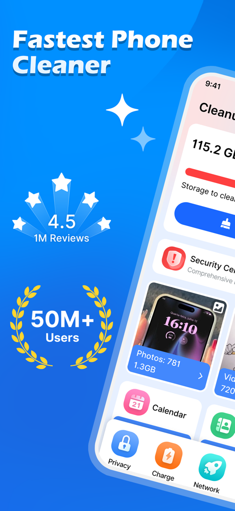 AI Assistant Integrated Clean app interface for iPhone storage management