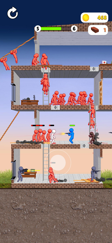 Dusk WarZ - Gameplay of Dusk WarZ where characters defend a multi-level building from an enemy swarm.