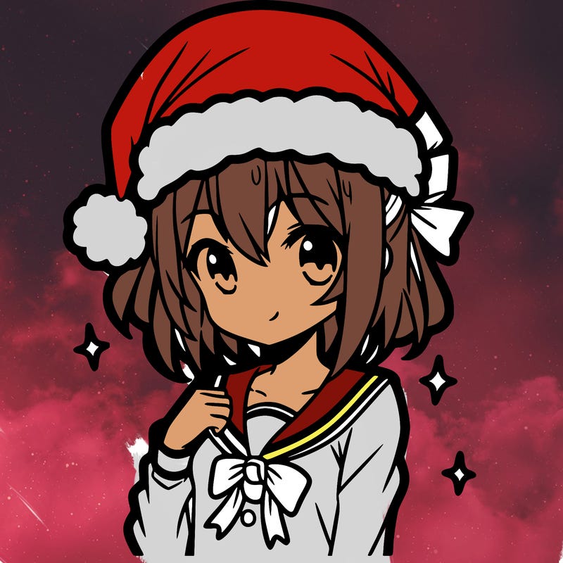 anime girl wearing a santa hat