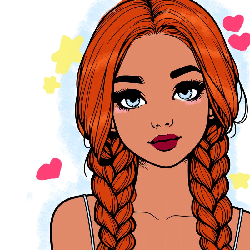 realistic girl with braids