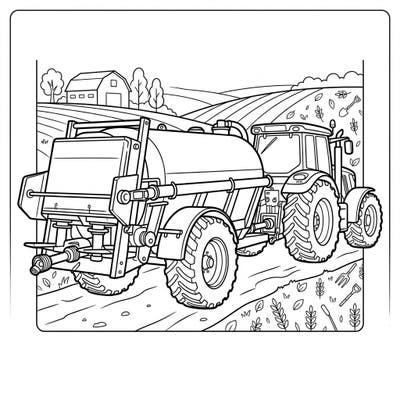 Explore the heart of farm life with this unique manure spreader coloring page, specifically designed to delight seniors. Its bold outlines and detailed agricultural scene provide a wonderfully engaging and accessible creative escape.