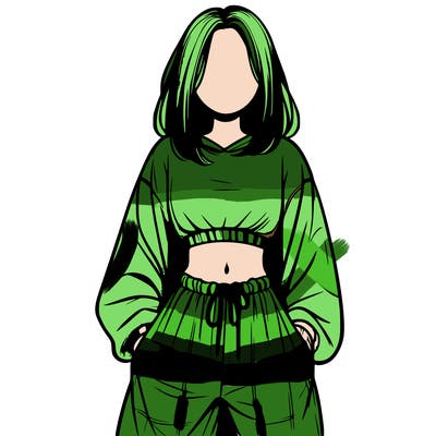 realistic girl faceless with baggy pants and a crop top