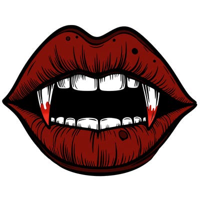 lips with vampire teeth