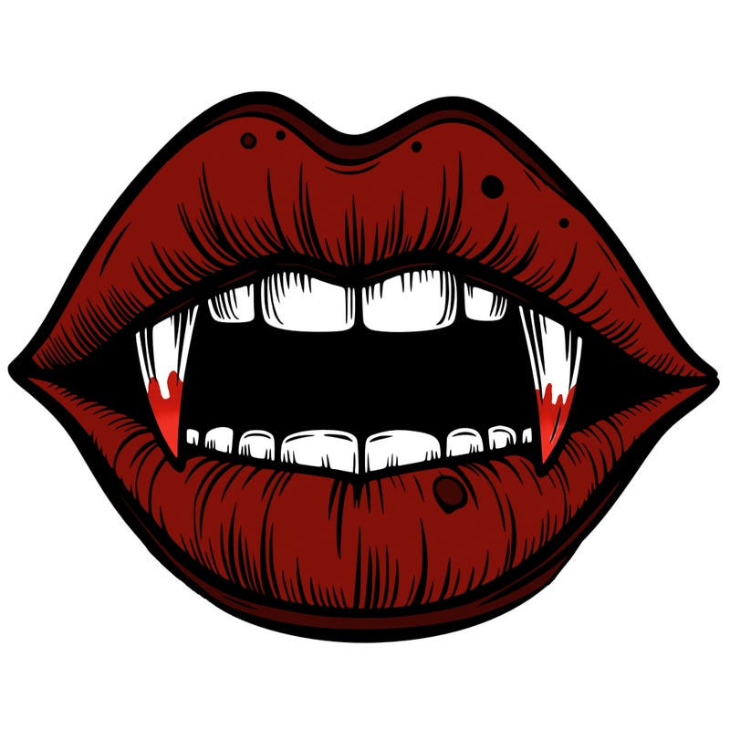 lips with vampire teeth