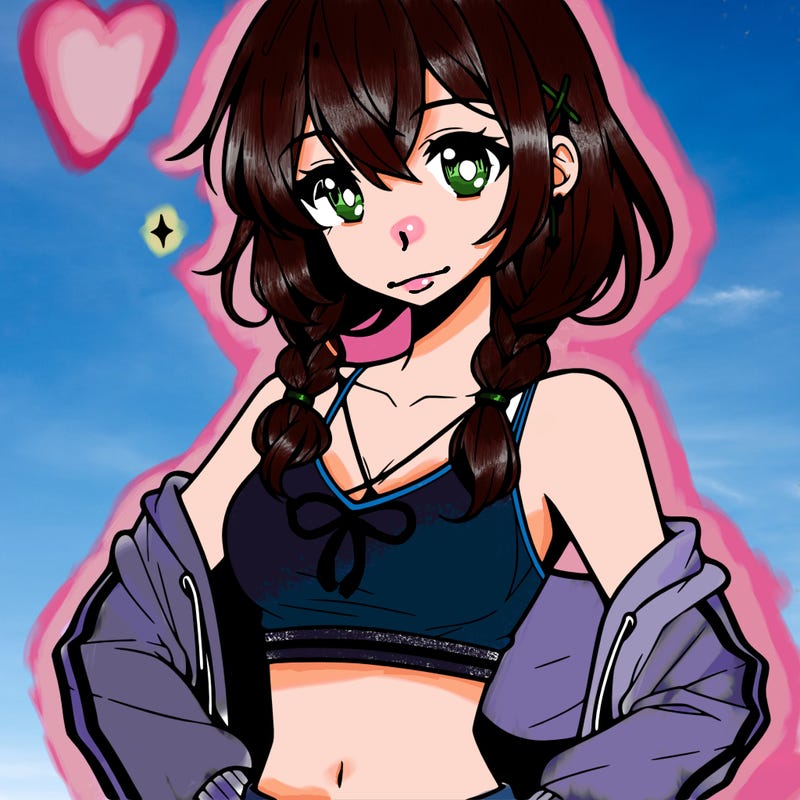 anime girl wearing crop top