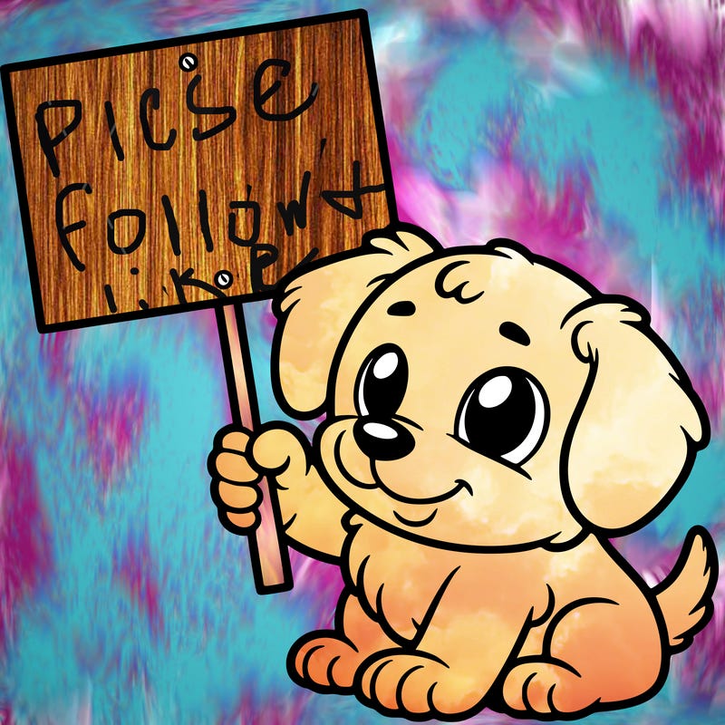 puppy holding up a blank sign