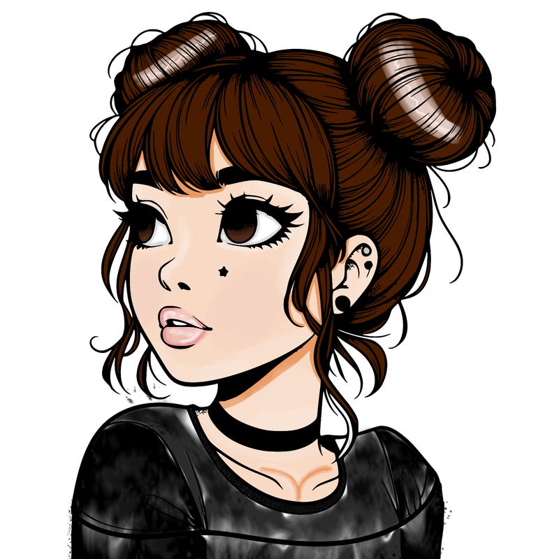realistic girl with spacebuns