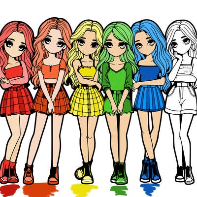 a group of girls realistic