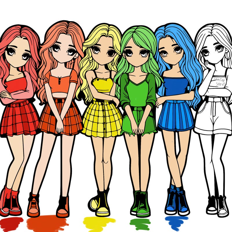 a group of girls realistic