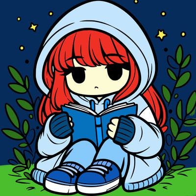 girl in oversized hoodie reading a book