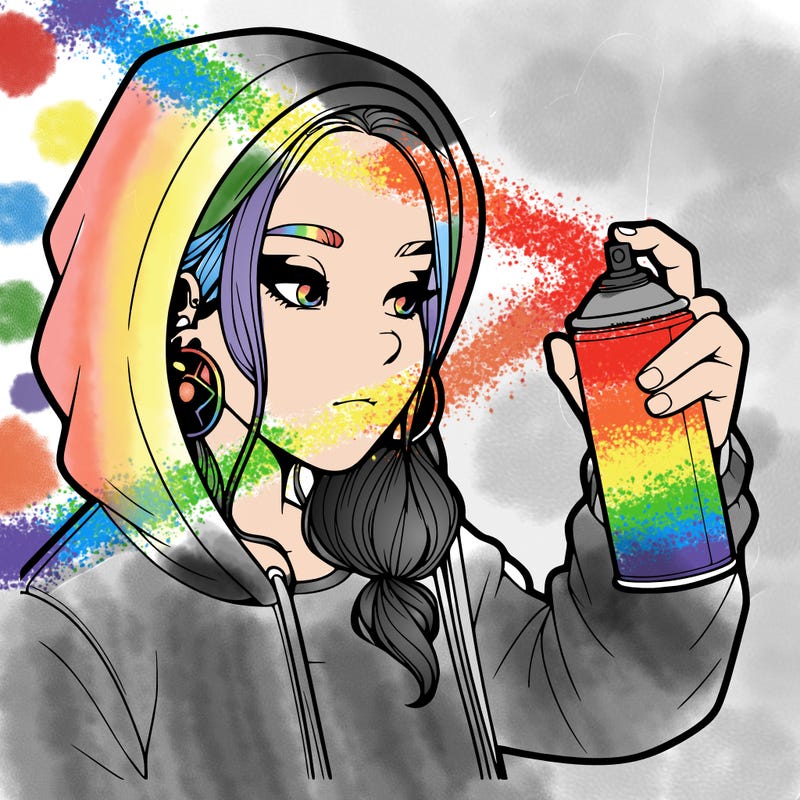 a realistic girl, spray painting