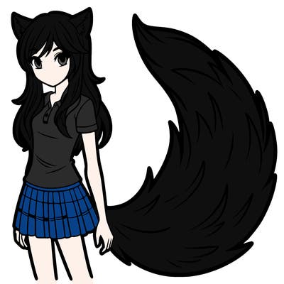 teenage girl with wolf tail