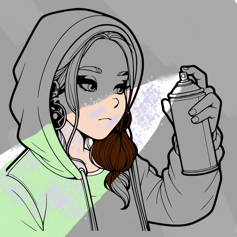 a realistic girl, spray painting