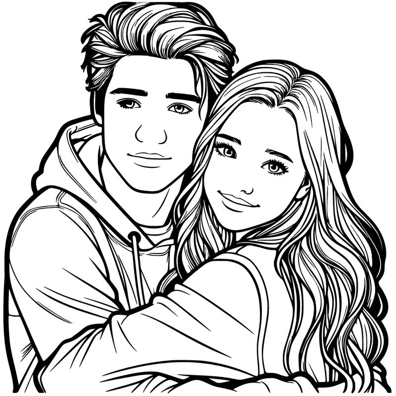 realistic teen girl hugging a realistic teen boy