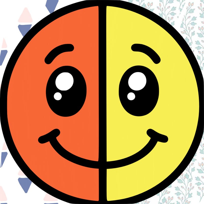 happy face split in half