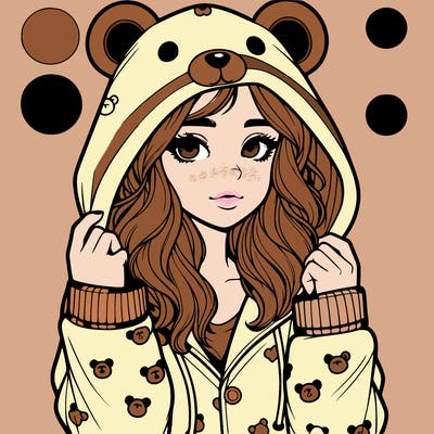 realistic girl in a animal pjs hoodie