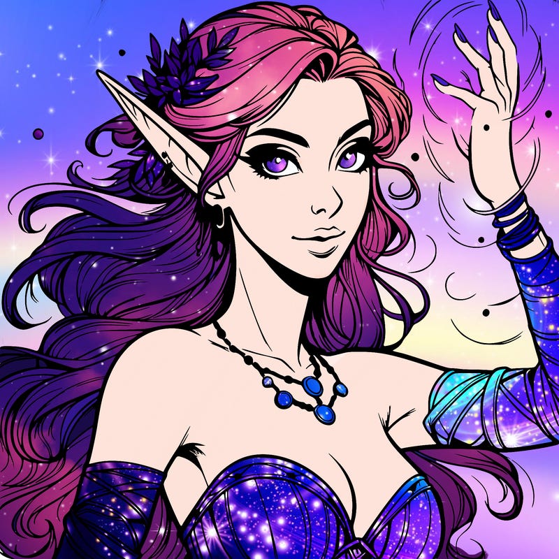realistic elven woman glow magic wild chaos