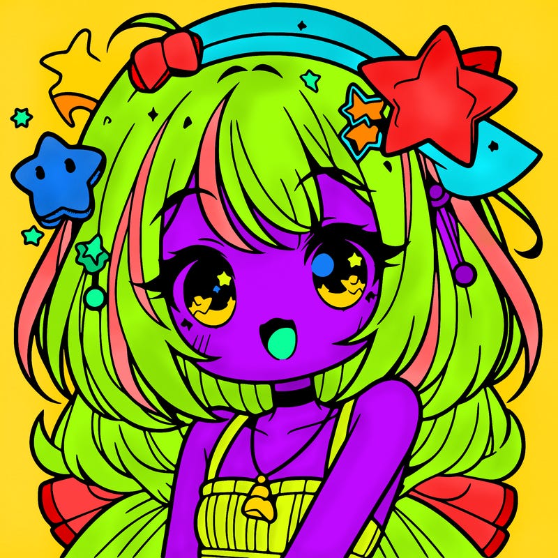 cute anime girl with star accessories