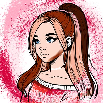 realistic girl with a high ponytail