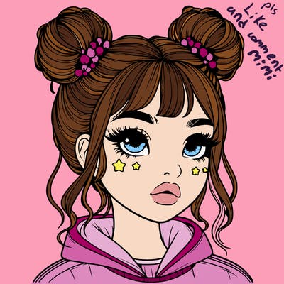 realistic girl with space buns