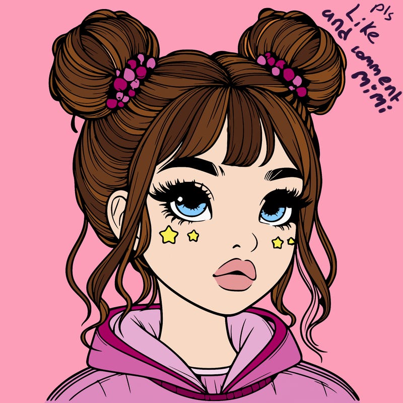 realistic girl with space buns