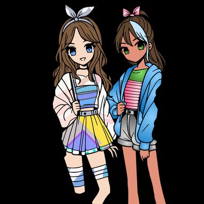 teen manga girls group of 4