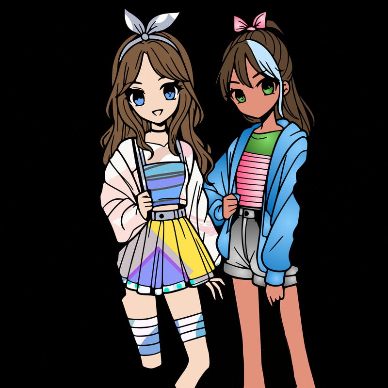 teen manga girls group of 4