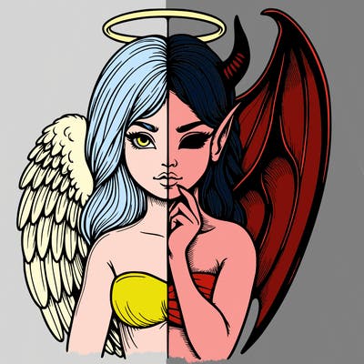 realistic angel half demon