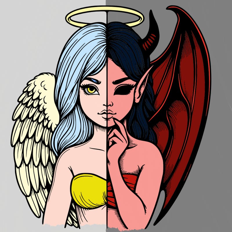 realistic angel half demon