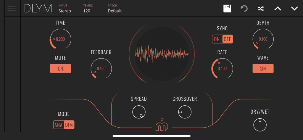 DLYM - Chorus & Flanger - DLYM Chorus and Flanger audio effect plugin interface with precision knobs and waveform display