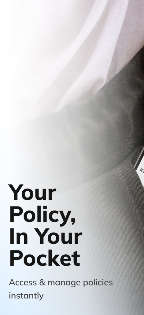 ICICI Prudential Life App splash screen featuring the slogan Your Policy In Your Pocket