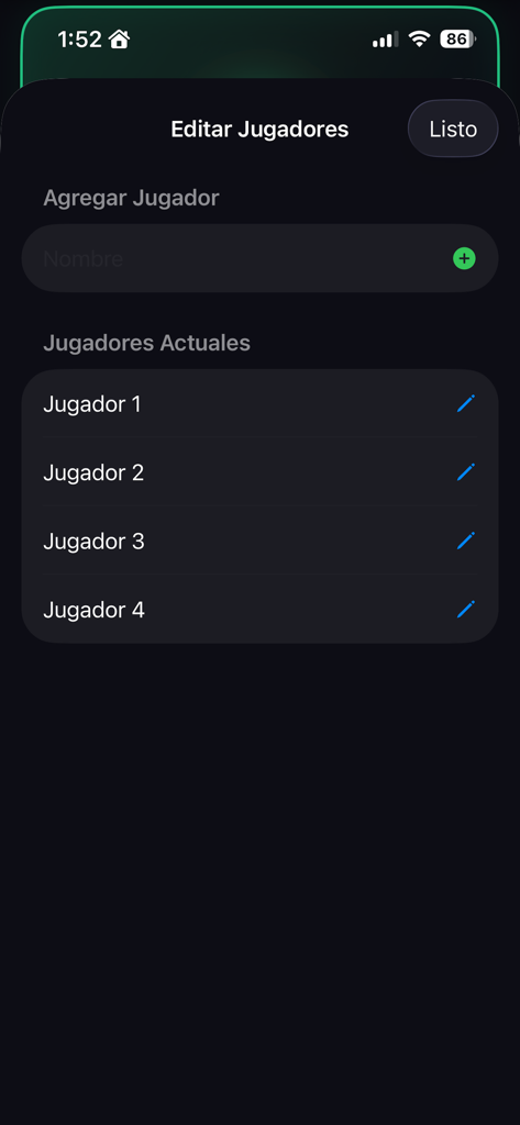Undercover Agent - Impostor - The player edit screen in the Undercover Agent app where users can add and manage participants for the game.
