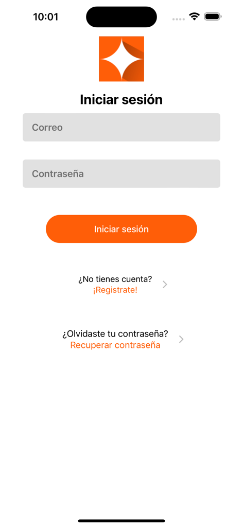 Tour - Schermata di accesso per l'app Tour che mostra i campi di inserimento email e password