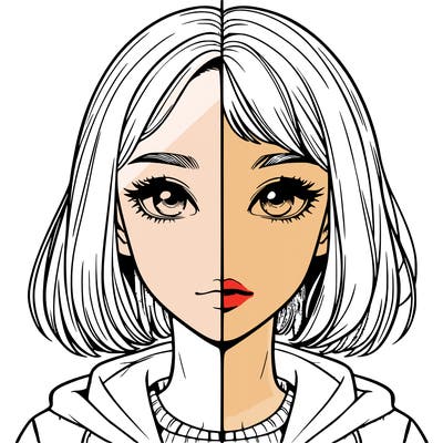 split realistic girl