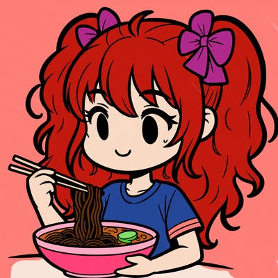 a girl eating ramen