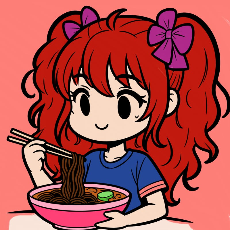 a girl eating ramen