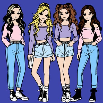 realistic four teenage girls