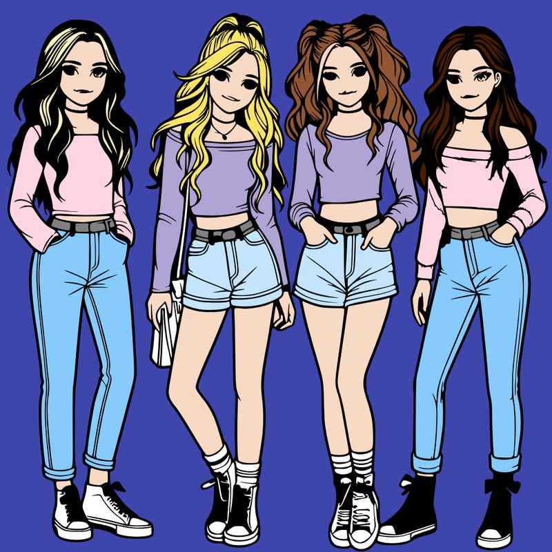 realistic four teenage girls
