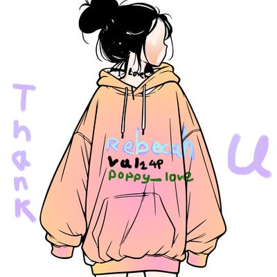 realistic girl with a oversized sweatshirt on and a bun