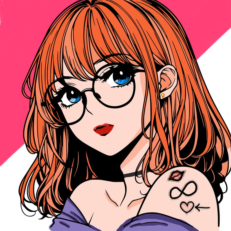 manga woman character with glasses and nice lips