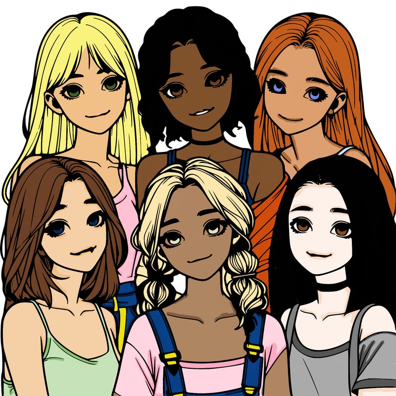 a group of girls realistic